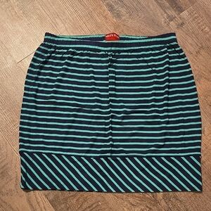 Merona Navy and Teal Striped Mini Skirt